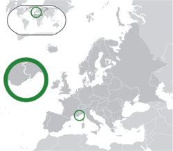 Location of  Monaco  (green)in Europe  (dark grey)  —  [Legend]